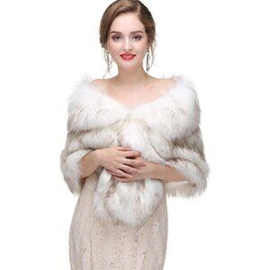 Women's 1920s Faux Fur Wraps and Shawls Bridal Wedding Fur Stole Winter Faux Min